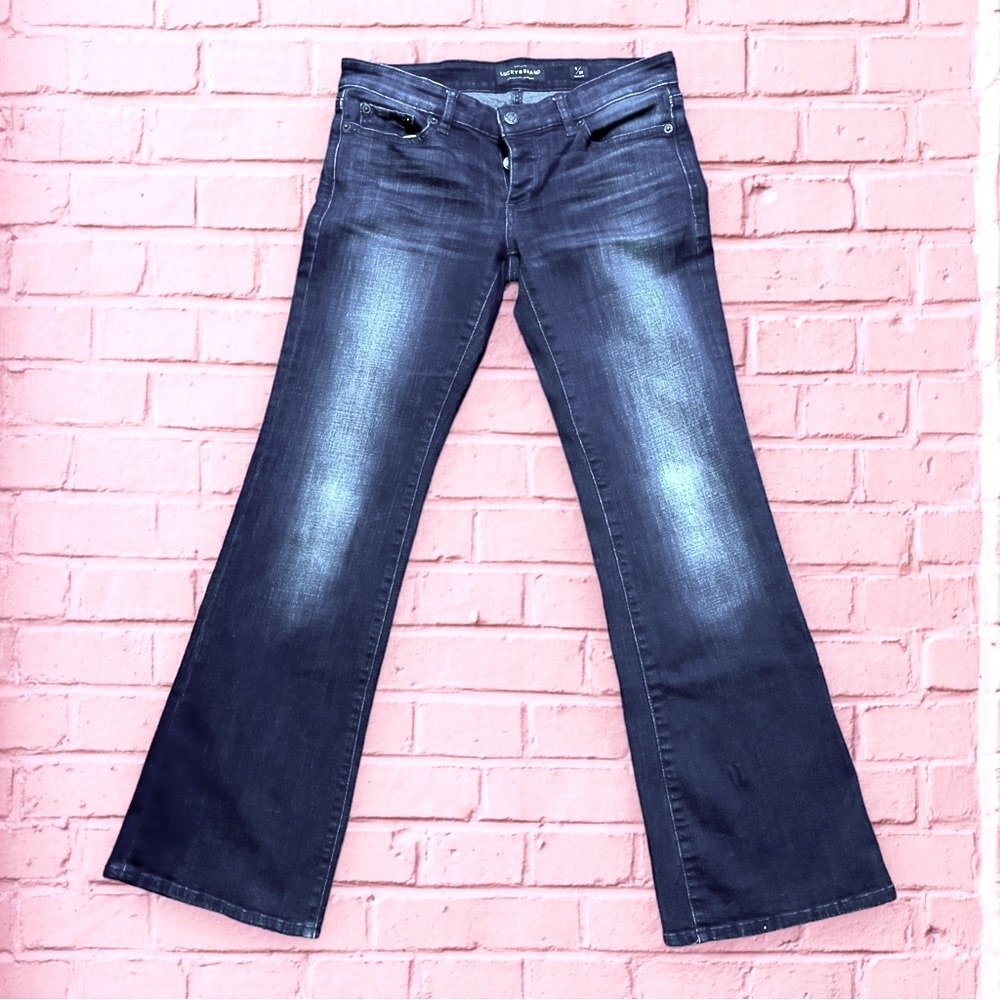 Lucky Brand Womens Dark Blue Denim Button Fly Bootcut Low Rise Jeans Size 6/28